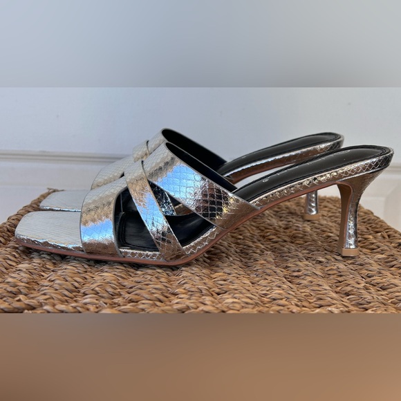 Unilady Brand Women’s Mules Kitten Heels Reptile Print Silver‎ Size 8.5 - Picture 5 of 10